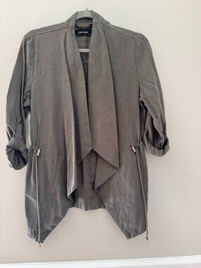 Zara Basic Gray Hooded Zip Jacket Size XS